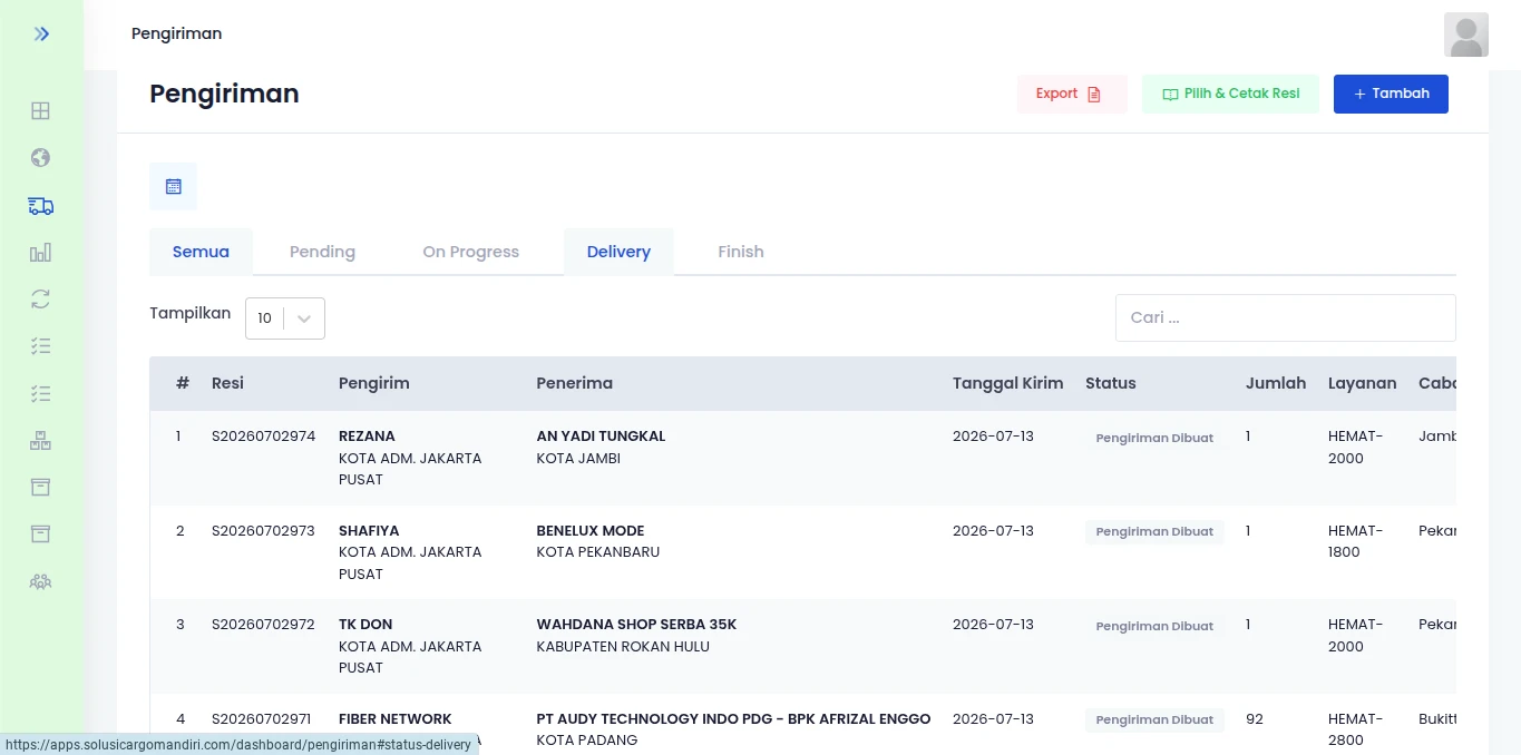 Sistem Pengelolaan Data Pengiriman